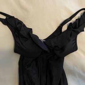 Venus Black Ruffled Trim One Piece